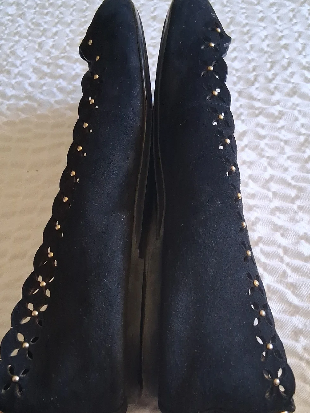 MICHAEL Michael Kors Thalia Black Suede Scalloped Ballet Flats Size 8 M